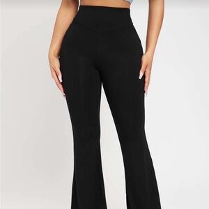 SHEIN Black High-Waist Flared Ponte Pants